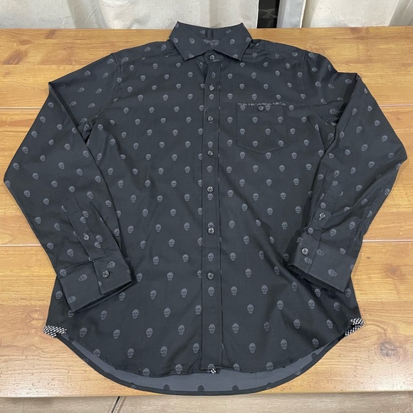 Robert Graham Black Skull Collard Long Sleeve dress Shirt Limited Edition - Picture 1 of 9